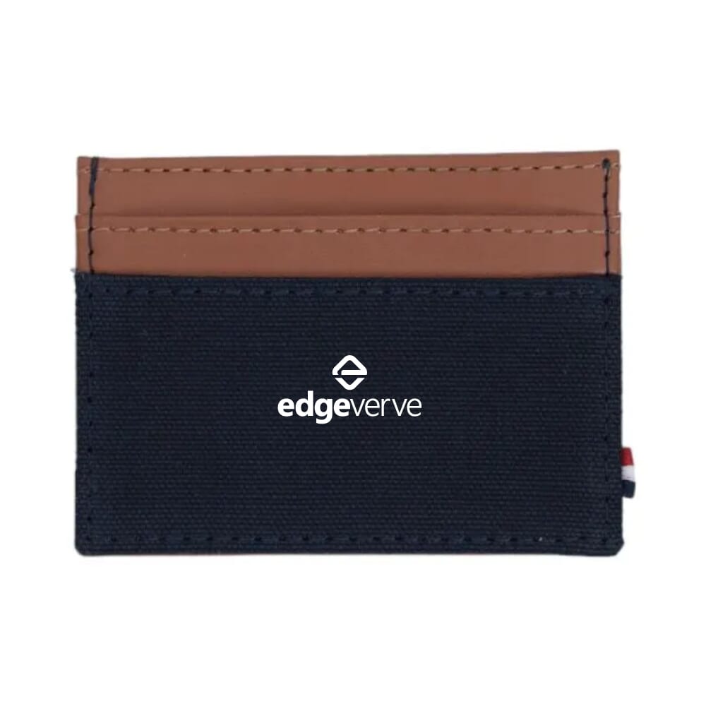 Houston Card Wallet- Navy Blue with Tan
